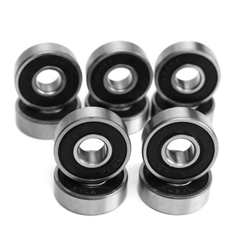 10pcs/Set 608-2RS Rubber Cover Sealed Bearing Shafts Deep Groove Miniature Skate Roller Ball Bearings Kit for Skateboards - ebowsos