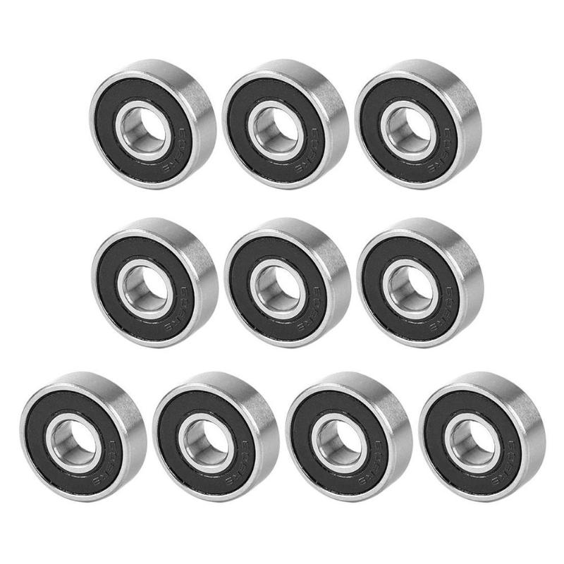 10pcs/Set 608-2RS Rubber Cover Sealed Bearing Shafts Deep Groove Miniature Skate Roller Ball Bearings Kit for Skateboards - ebowsos