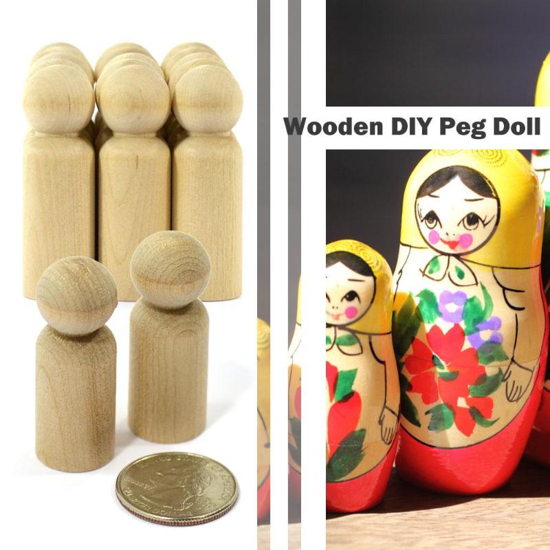 10pcs Unfinished DIY Wooden Peg Dolls Wedding Home Decoration Puppet Craft Toy Provide Hours Of Imaginative Interesting Games - ebowsos