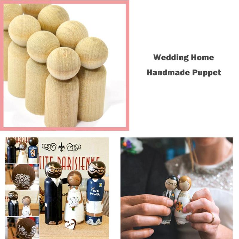 10pcs Unfinished DIY Wooden Peg Dolls Wedding Home Decoration Puppet Craft Toy Provide Hours Of Imaginative Interesting Games - ebowsos