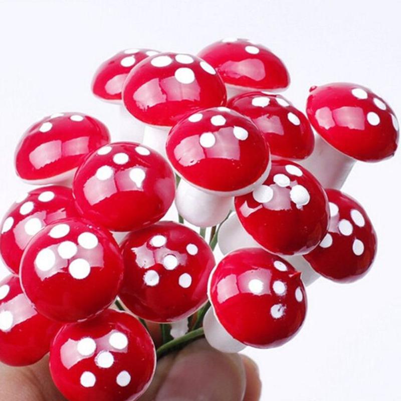 10pcs/bag Mini Foam Mushrooms Simulation Plants Micro Landscape Potted Ornaments Children's Early Education Model 23*16*10mm - ebowsos