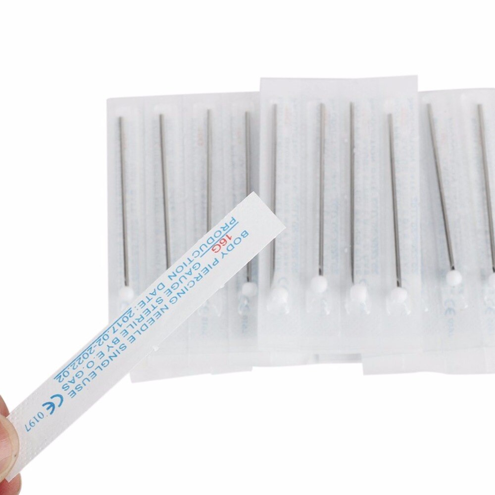 10pcs/lot 16G Piercing Needles Tattoo Accessory Disposable Sterile Body Piercing Needles for Navel Ear Nose Tattoo Needle - ebowsos