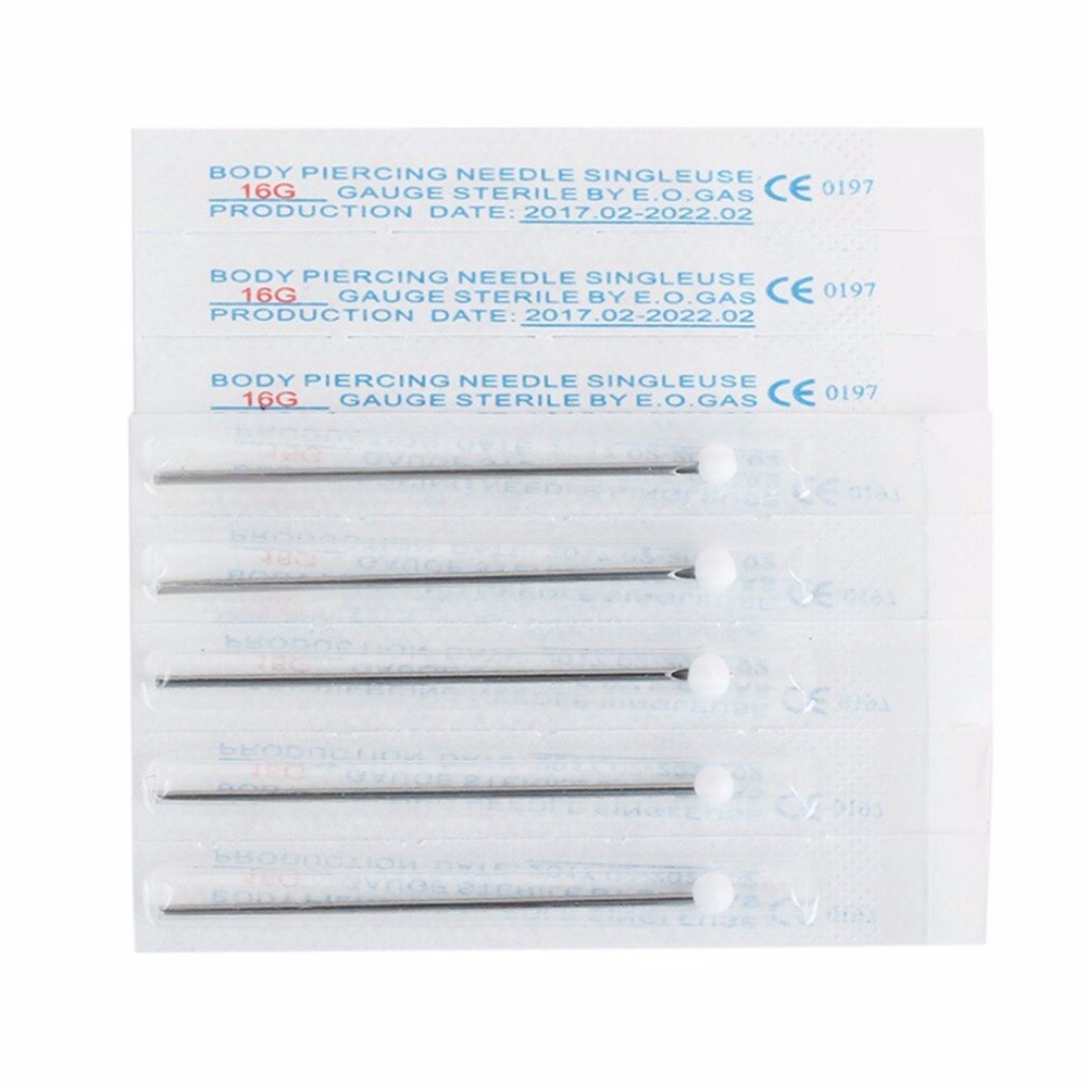 10pcs/lot 16G Piercing Needles Tattoo Accessory Disposable Sterile Body Piercing Needles for Navel Ear Nose Tattoo Needle - ebowsos