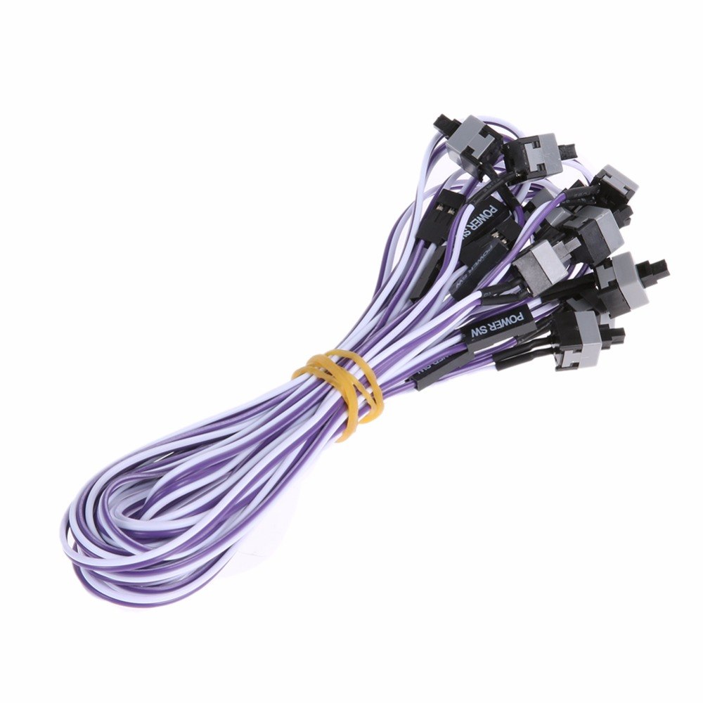 10pcs/lot 45cm Power Cable Computer Host Switch Line Restarting Power Line AXT Computer Chassis Power Switch Line Power Line - ebowsos