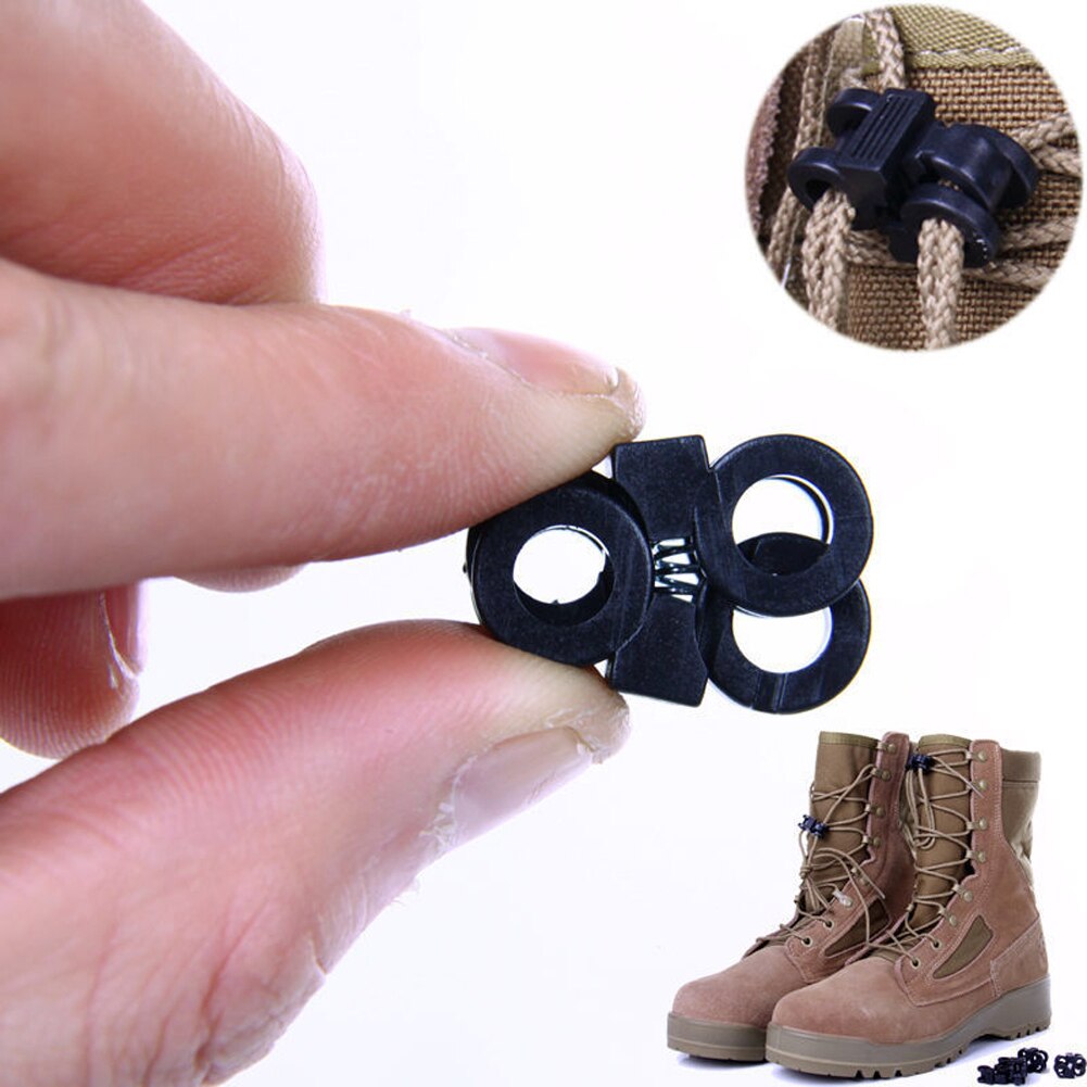 10pcs/lot Buckles For Rope Adjusting Rapid Shoelaces Convenient Antiskid Shoes Buckle for Shoes Backpack Camping Travel Kits-ebowsos