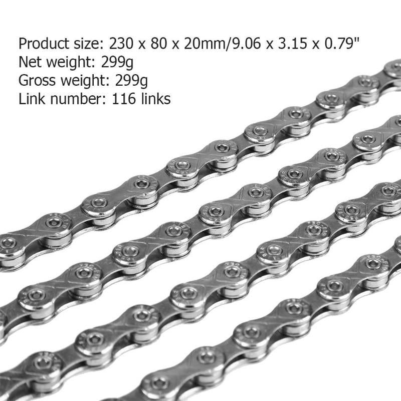 116 Link Bicycle Chain Stainless Steel Mountain Road Bike Chain 10/30 Speed Cycling Chain For Track Bikes Fixed Gear-ebowsos