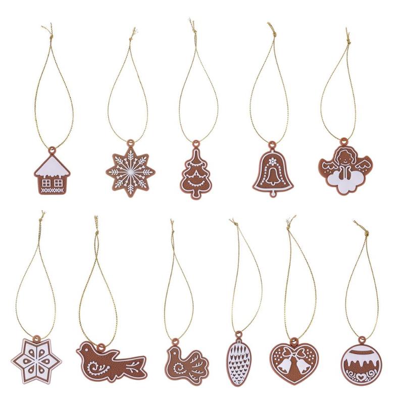 11pcs Christmas Tree Decorations Silicone Hanging Ornaments Bell Pendant - ebowsos