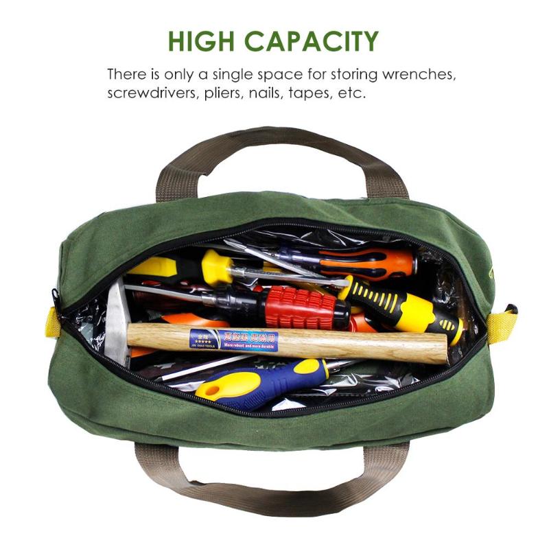 12-16inch Multi-function Canvas Waterproof Storage Hand Tool Bag Portable Tool kit Screws Metal Hardware Storage Bags Organizer - ebowsos