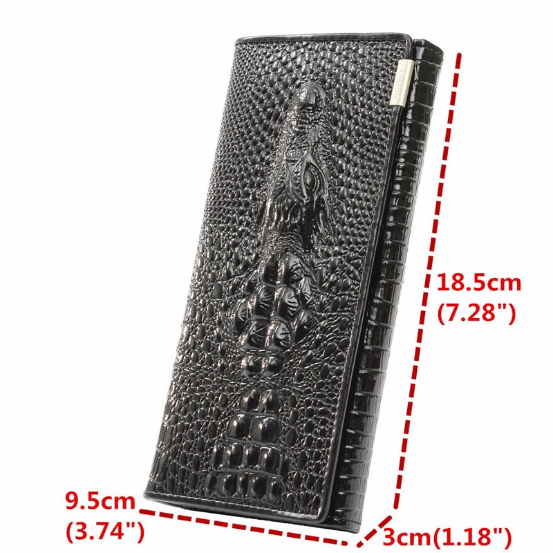 12 Colors Women Wallet Female Coin Purses Holders Genuine Leather 3D Embossing Alligator Ladies Crocodile Long Clutch Bags - ebowsos