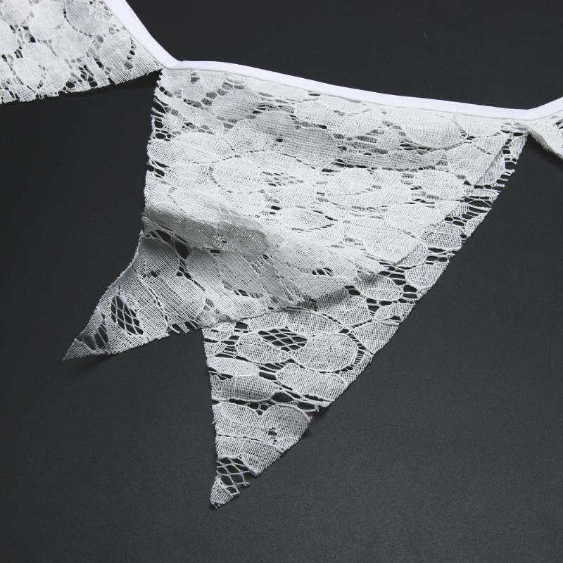 12 Flags 3X12m White Lace Flower Party Wedding Pennant Bunting Banner Decor - ebowsos