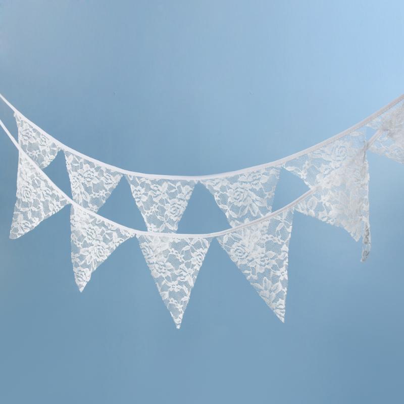 12 Flags 3X12m White Lace Flower Party Wedding Pennant Bunting Banner Decor - ebowsos