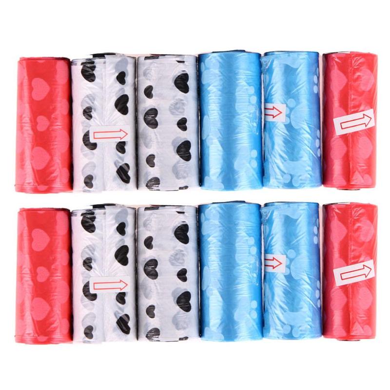 12 Rolls Printed Dog Poop Bag Pet Garbage Bags Dogs Waste Pick Up Clean Bag - ebowsos