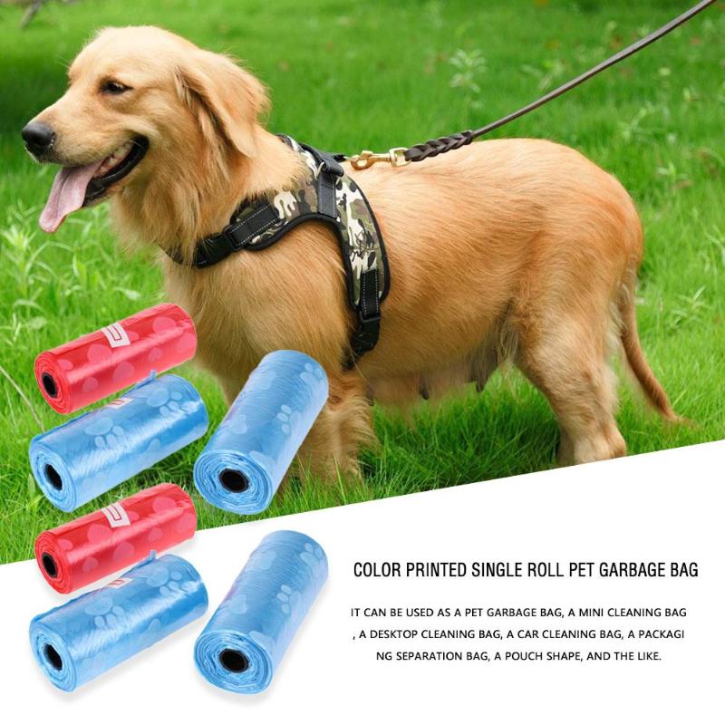 12 Rolls Printed Dog Poop Bag Pet Garbage Bags Dogs Waste Pick Up Clean Bag - ebowsos