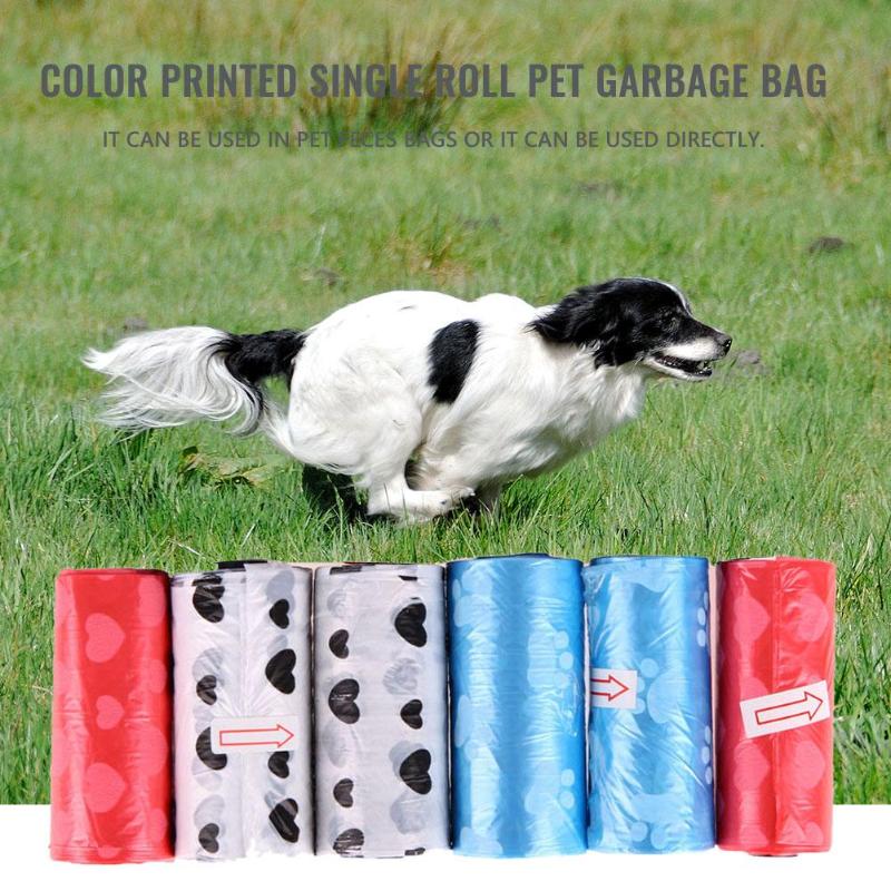 12 Rolls Printed Dog Poop Bag Pet Garbage Bags Dogs Waste Pick Up Clean Bag - ebowsos