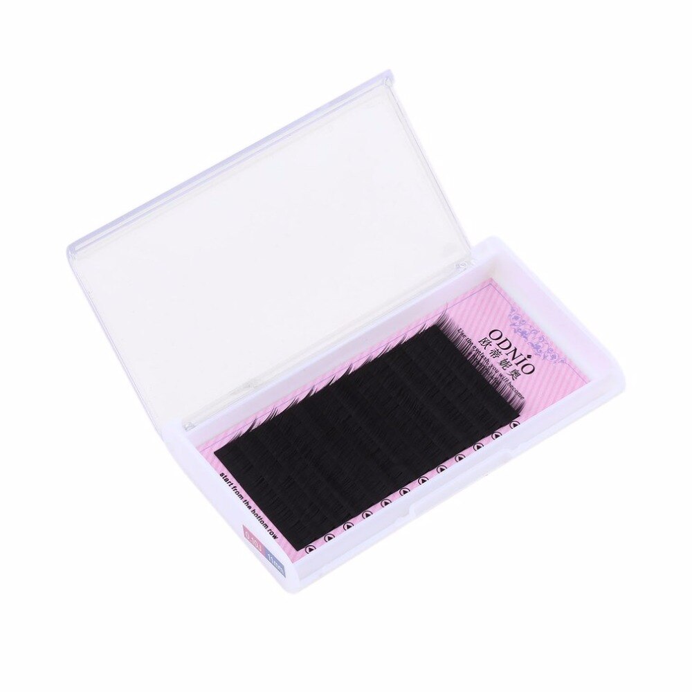 12 row/set Long Soft Silk Protein Eyelashes Thickness 0.10J 0.12J Flat Lashes Extensions Women Beauty Salon False Eyelash Black - ebowsos