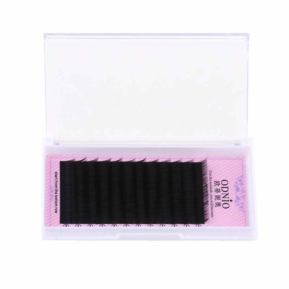 12 row/set Long Soft Silk Protein Eyelashes Thickness 0.10J 0.12J Flat Lashes Extensions Women Beauty Salon False Eyelash Black - ebowsos