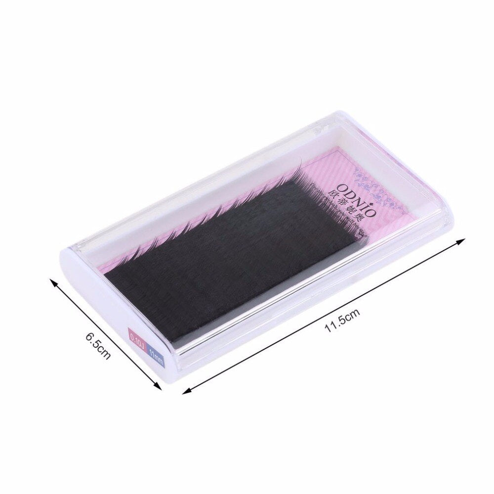 12 row/set Long Soft Silk Protein Eyelashes Thickness 0.10J 0.12J Flat Lashes Extensions Women Beauty Salon False Eyelash Black - ebowsos