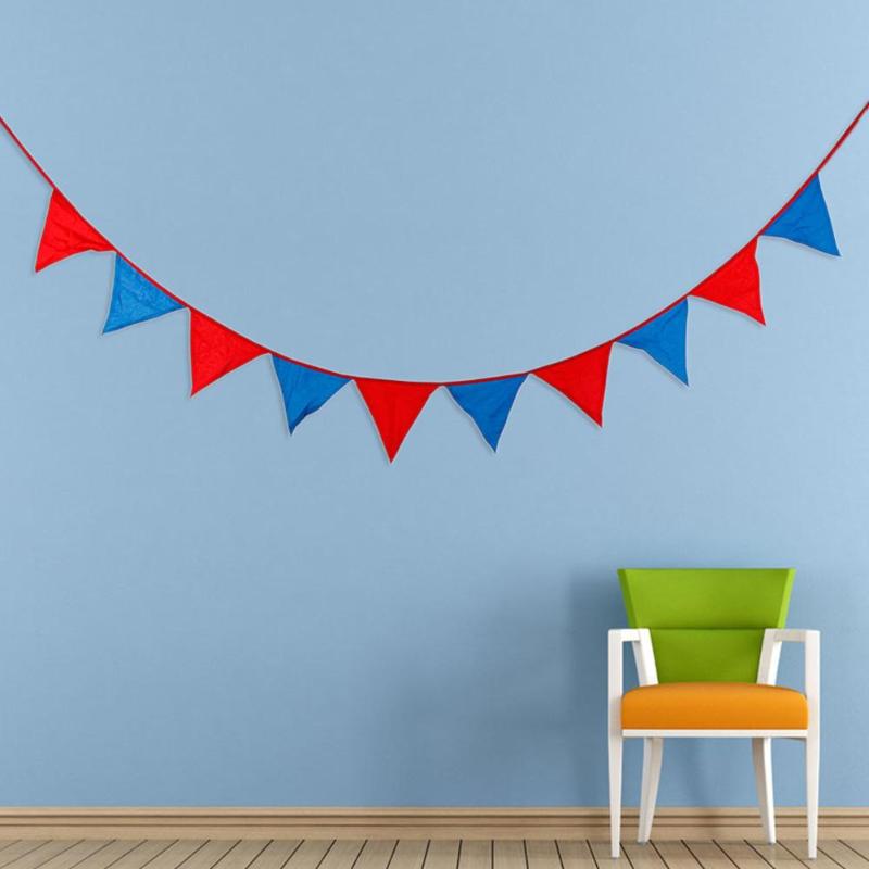 12-side Superman Triangular Flag Bunting Banners Pennant Wedding Home Decor - ebowsos