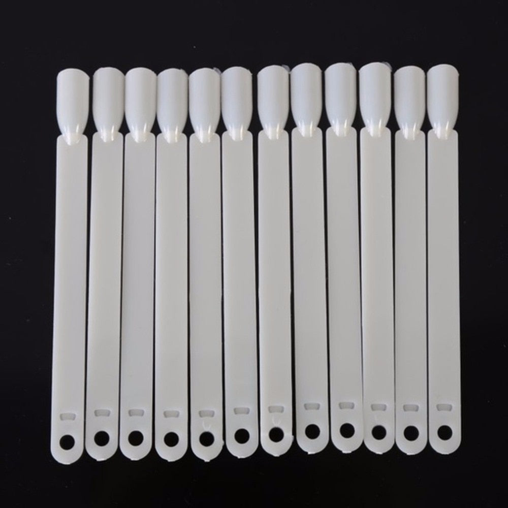 120 tips/set Pro Polish Gel Practice Sticks Fan Board False Nail Art Tip Display DIY Salon Training Tools Natural / Cear - ebowsos