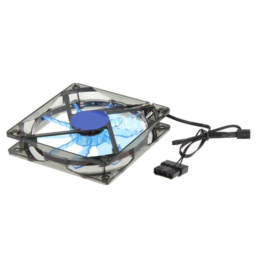 120x120x25mm  LED Cooling Fan12V Blue LED Light Transparent Frame CPU Computer Cooling Fan PC Clear Case Quad Heatsink - ebowsos