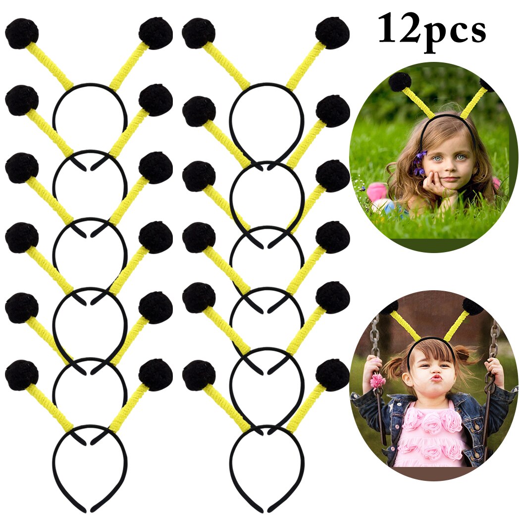 12PCS Cute Cartoon Bee Headband Kids Costume Headband Animal Tentacle Hair Hoop Hair Band For Halloween Performance Props-ebowsos