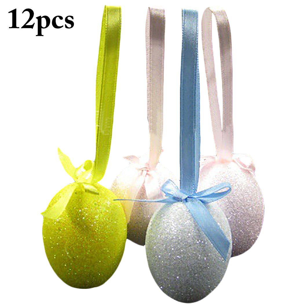 12PCS Easter Eggs Glitter Bubble Eggs DIY Decorative Eggs Easter Gifts Party Decoration Supplies-ebowsos