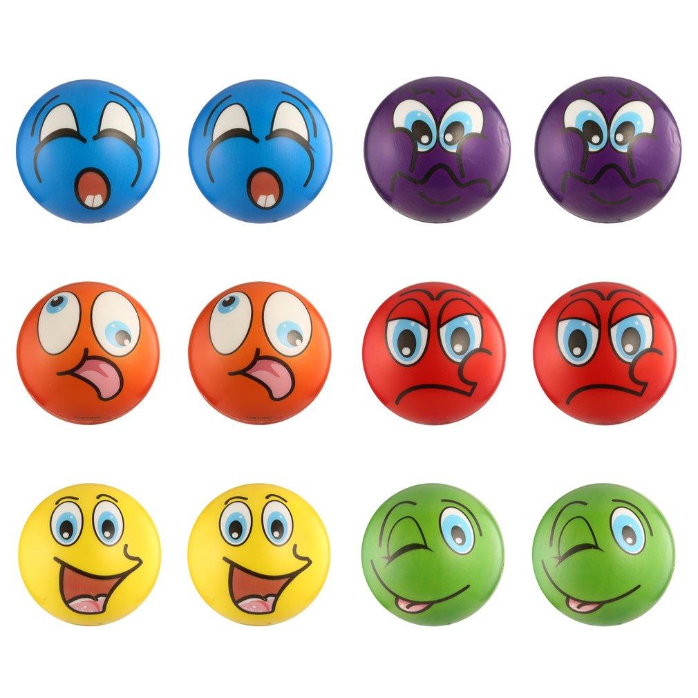 12PCS Facial Expression Anti-stress Foam Balls Hand Strength Squeeze Ball Children Adult Hand Exercise Toys Squish Balls Gift-ebowsos