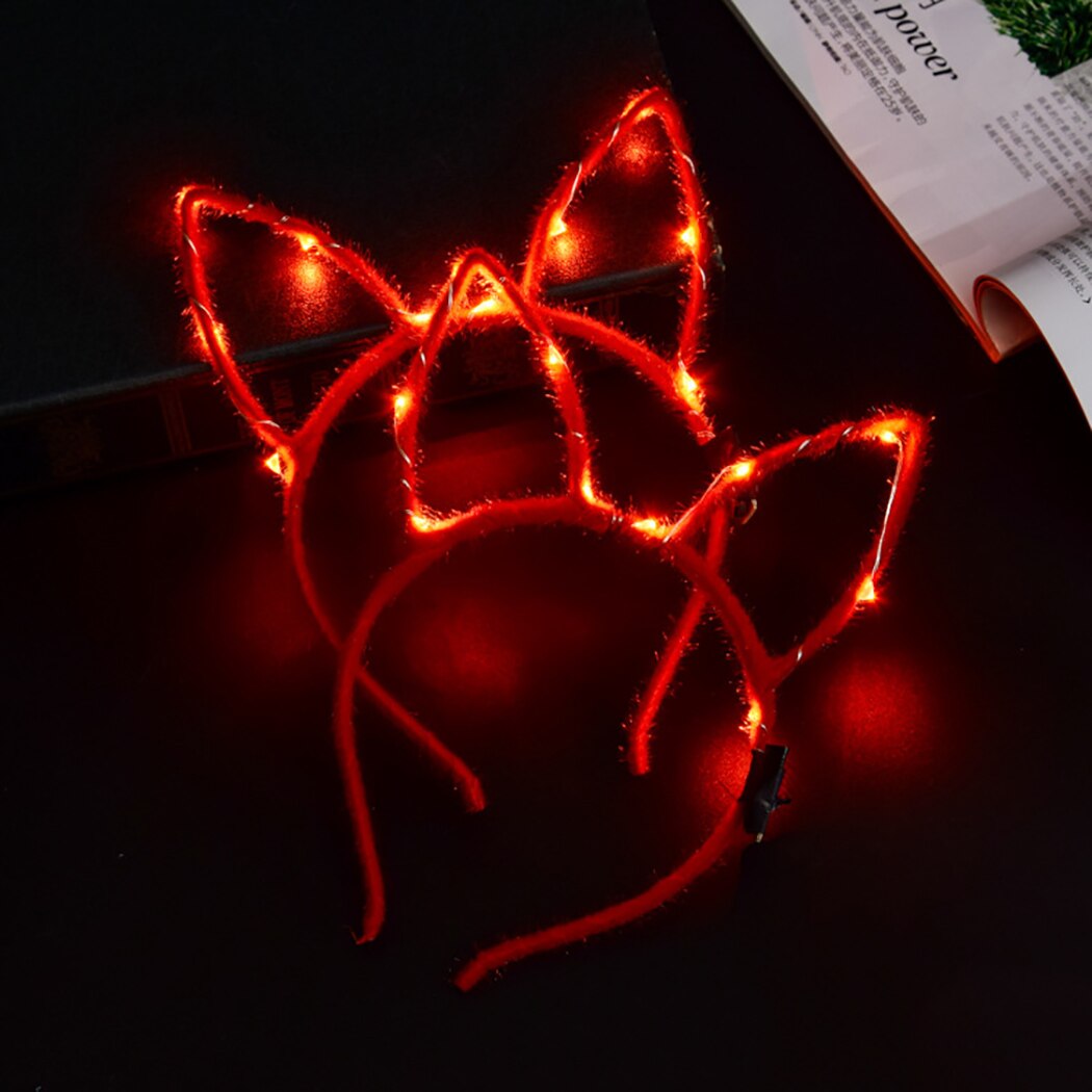 12PCS Lovely Flash Rabbit Ears Hair Hoop Light Up LED Headbands Party Props For Masquerade And Christmas-ebowsos