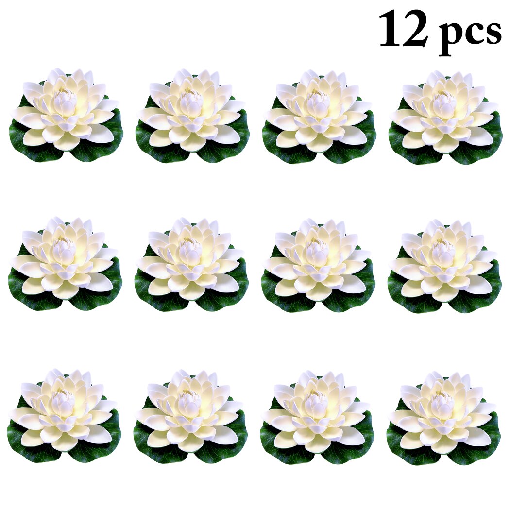 12PCS Simulation Lotus Water Lily Artificial Lotus Flower Creative Fake Flower Floating Flower For Pond Home Garden Decoration-ebowsos