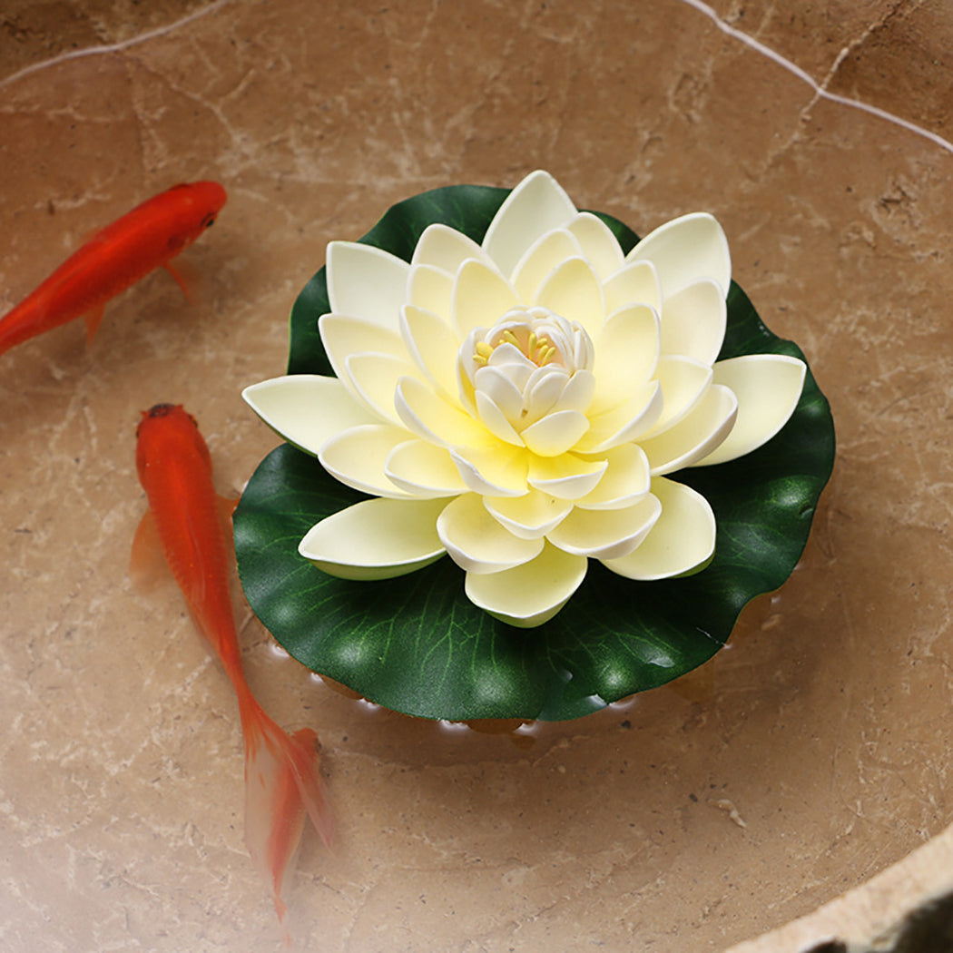 12PCS Simulation Lotus Water Lily Artificial Lotus Flower Creative Fake Flower Floating Flower For Pond Home Garden Decoration-ebowsos