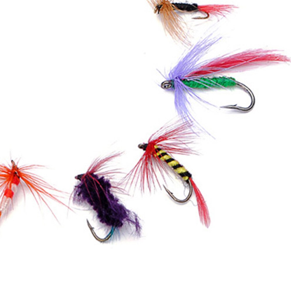 12Pcs Fly Fishing Lure Set Insect Style Artificial Bait With Feather Single Hook Fishing Practical Tool Fake Baits Feather Hooks-ebowsos