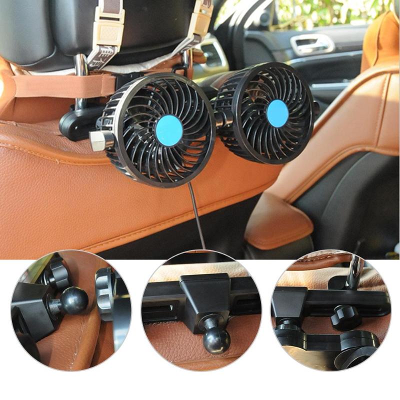 12V Mini Electric 360 Degree Rotating 2 Gears Adjustable Car Fan Low Noise Car Air Conditioner Summer Cooling Fan Car Air Fan - ebowsos