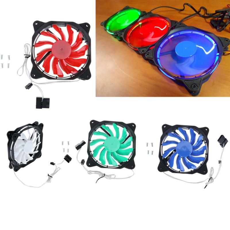 12cm LED Computer Fan Solar Eclipse Light Effect Ultra Silent Computer Case Cooling Fan CPU Cooler 3Pin 4Pin D Port Fan - ebowsos