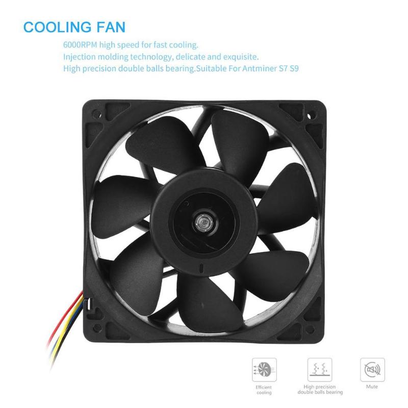 12cm Miner Cooling Fan 7000RPM DC 12V 3A PWM Temperature Control Air Cooler - ebowsos