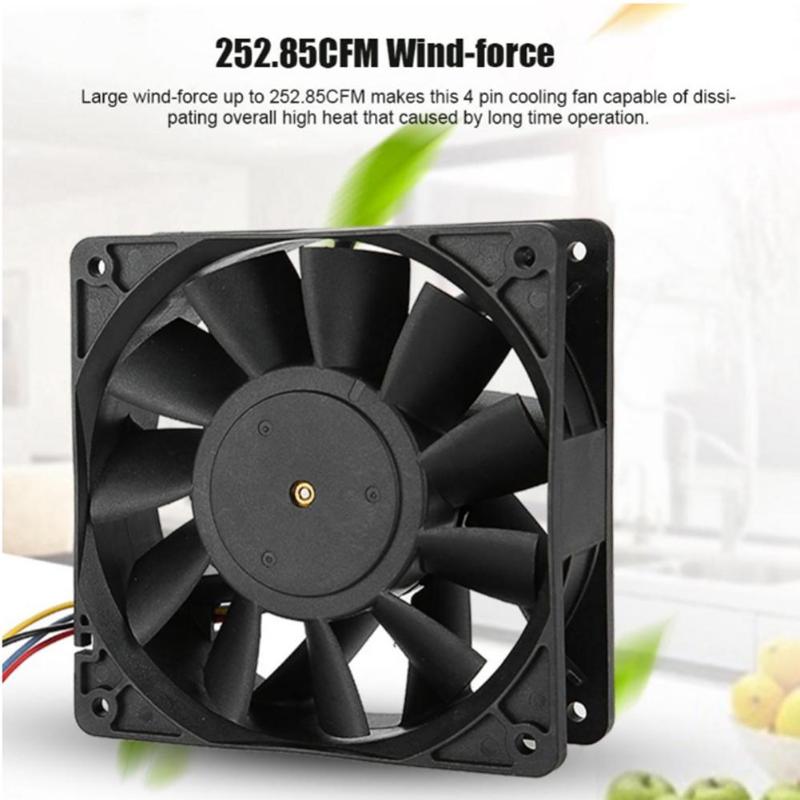 12cm Miner Cooling Fan 7000RPM DC 12V 3A PWM Temperature Control Air Cooler - ebowsos