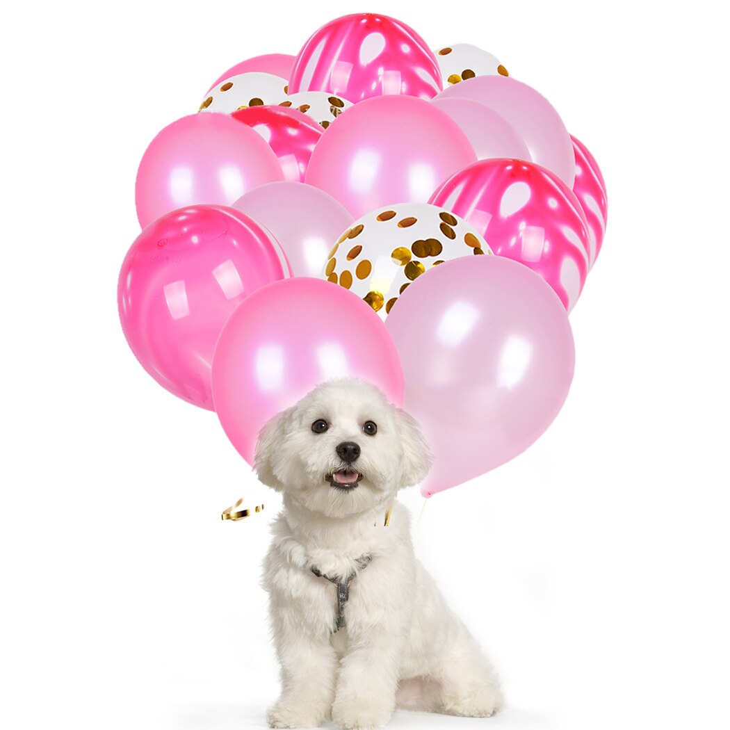 12in Pet Dog Birthday Party Sequins Latex Balloon Set 5 Gold Sequin Ball+5 Powder Agate Ball+5 Deep Pink Ball+5 Light Pink Ball-ebowsos