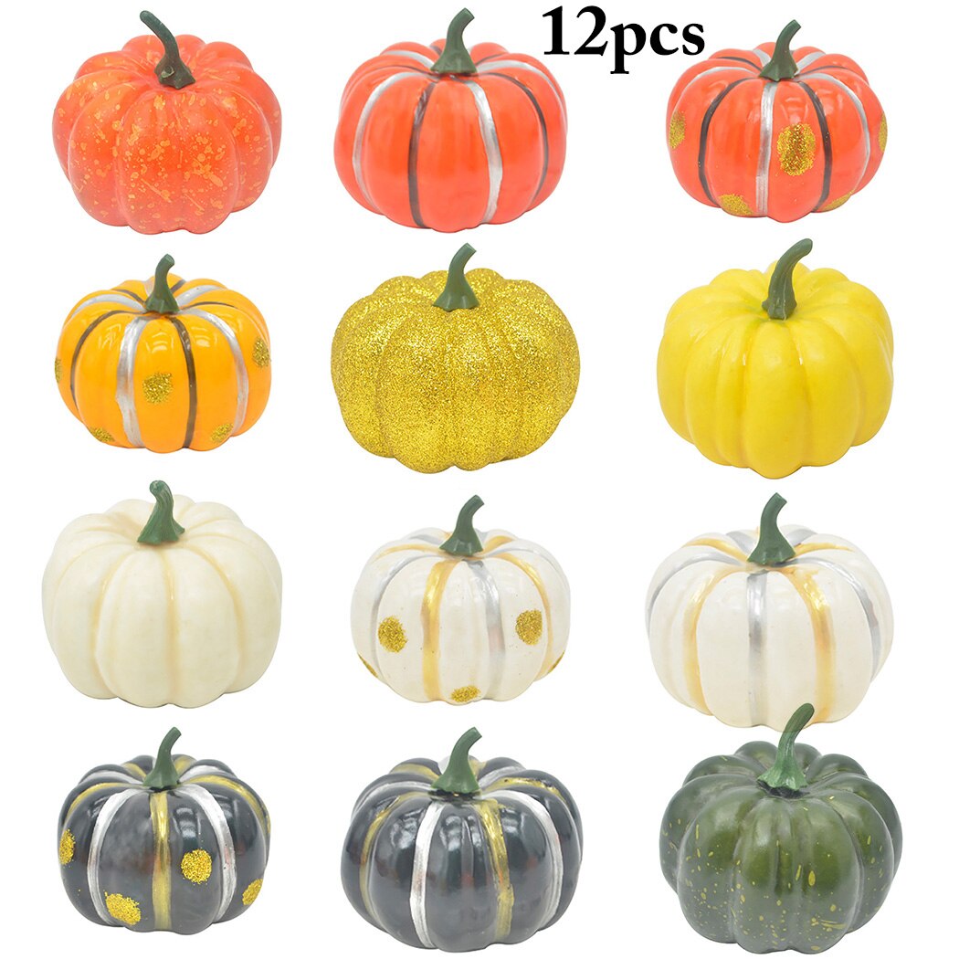 12pcs Funny Halloween Pumpkin Lifelike Artificial Pumpkin Photo Prop Foam Festival Halloween Party Garden Decor Ornament Craft-ebowsos