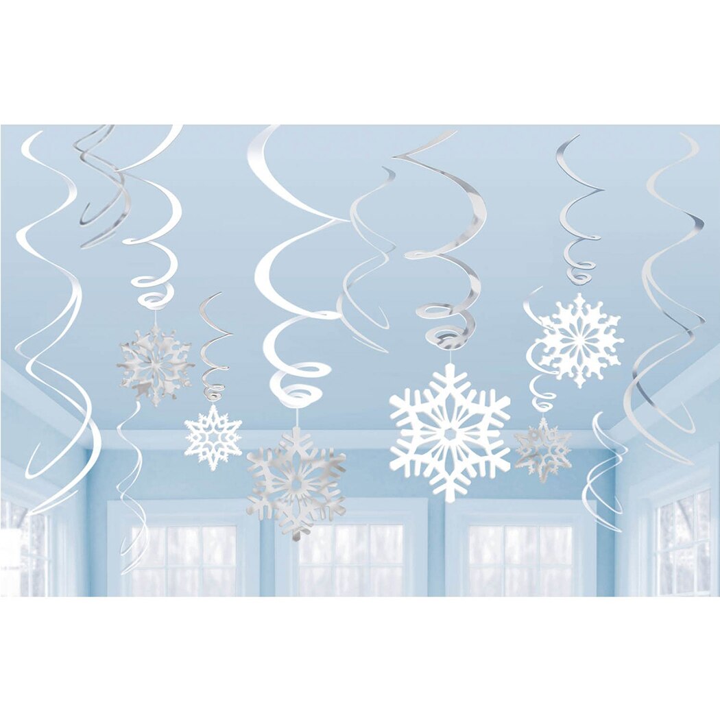 12pcs/Set Snowflake PVC Spiral Christmas Pendant Snowflake Swirl Drop Ornaments DIY Tree Decor New Year Home Decorations-ebowsos