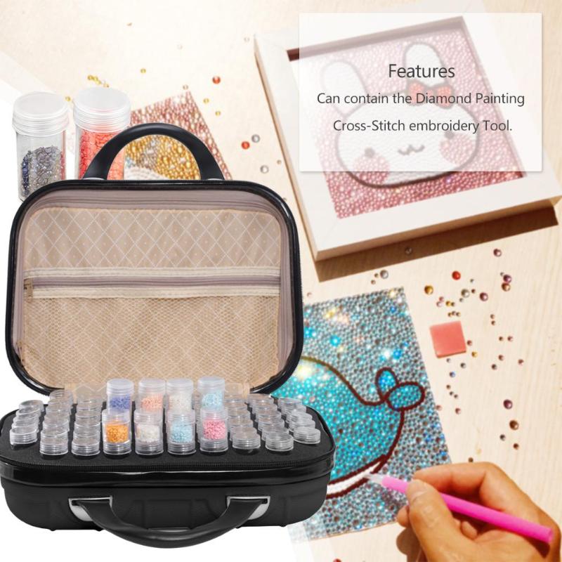 132 Bottles Diamond Embroidery Box Solid and Compressive Resistance Practical Durable Beads Cross Stitch Tool Storage Handbags - ebowsos