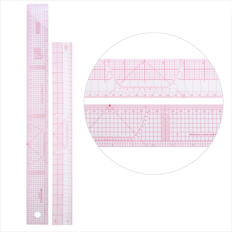 13pcs/set Multi-functional Clothing Garment Sample Cutting Ruler Metric Yardstick Rulers wheel with wooden handle - ebowsos