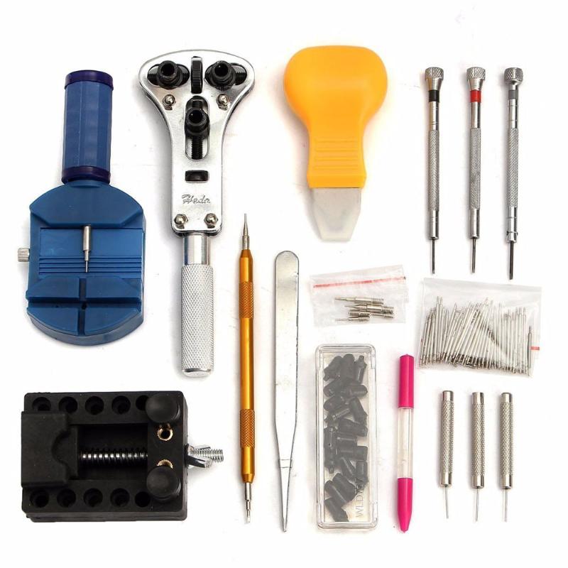 144Pcs Watch Case Holder Opener Remover Spring Bar Pry Screwdriver Clock Watch Repair Tool Kit Watchmaker Tools Parts - ebowsos