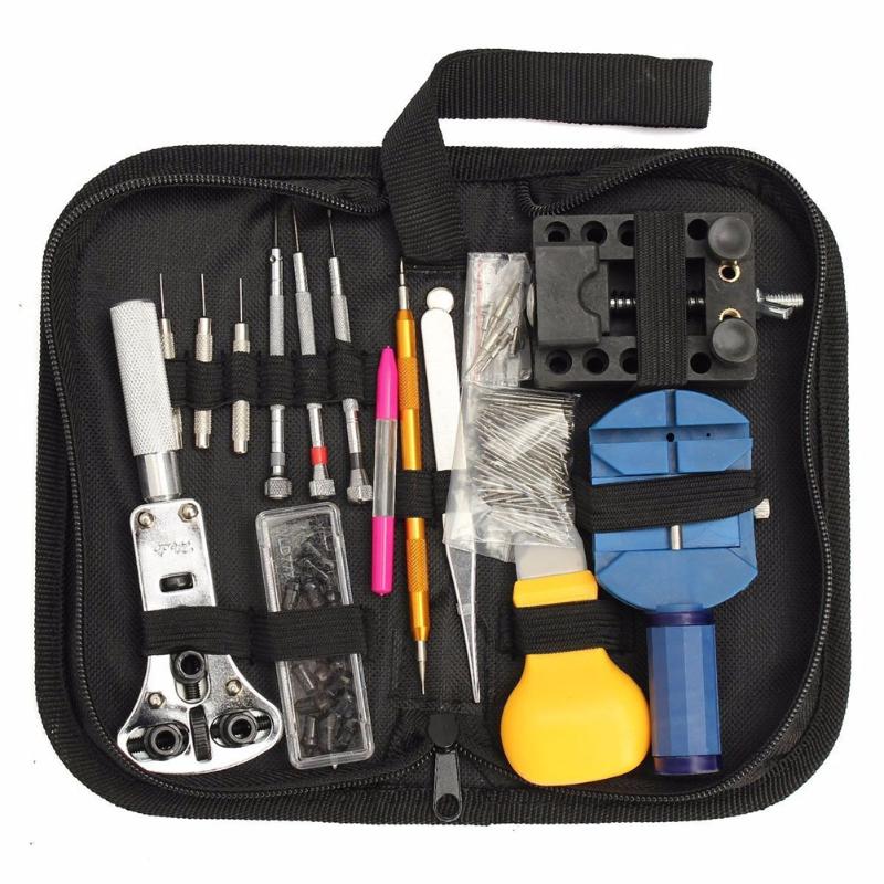 144Pcs Watch Case Holder Opener Remover Spring Bar Pry Screwdriver Clock Watch Repair Tool Kit Watchmaker Tools Parts - ebowsos