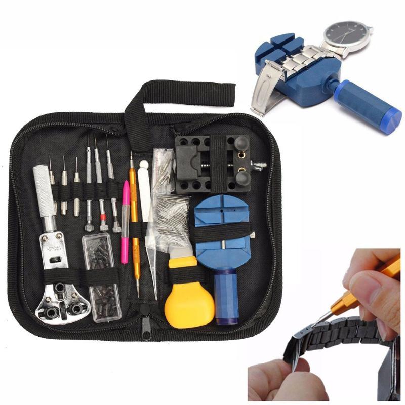 144Pcs Watch Case Holder Opener Remover Spring Bar Pry Screwdriver Clock Watch Repair Tool Kit Watchmaker Tools Parts - ebowsos