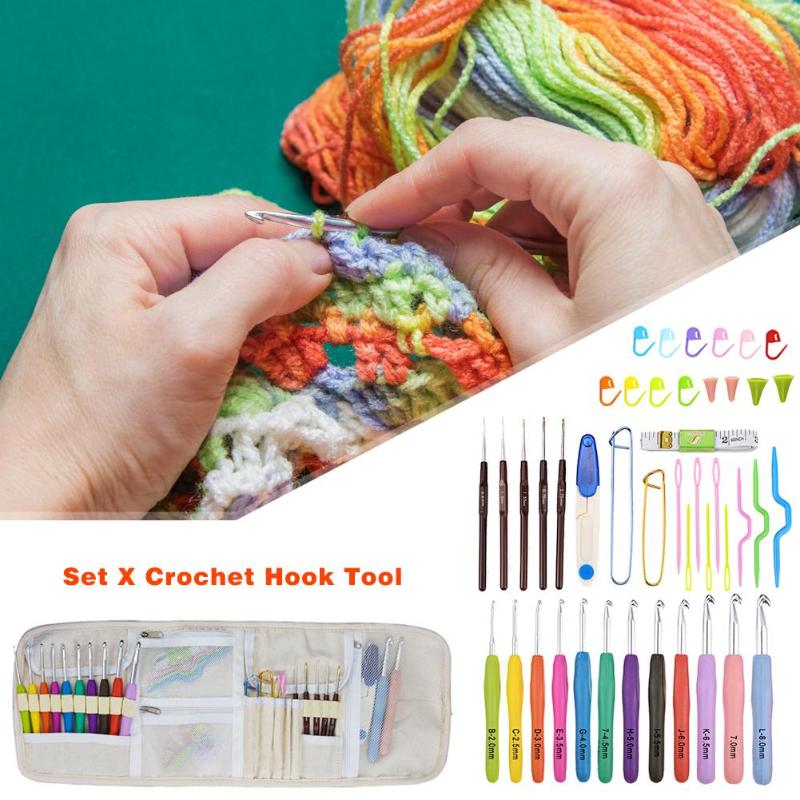 14pcs Sewing Needles TPR Soft Handle Crochet Hooks Knit Weave Craft Yarn Tools Lightweight Exquisite Design Safe - ebowsos