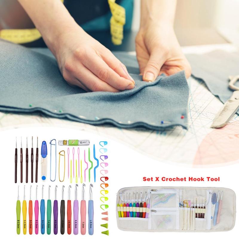 14pcs Sewing Needles TPR Soft Handle Crochet Hooks Knit Weave Craft Yarn Tools Lightweight Exquisite Design Safe - ebowsos