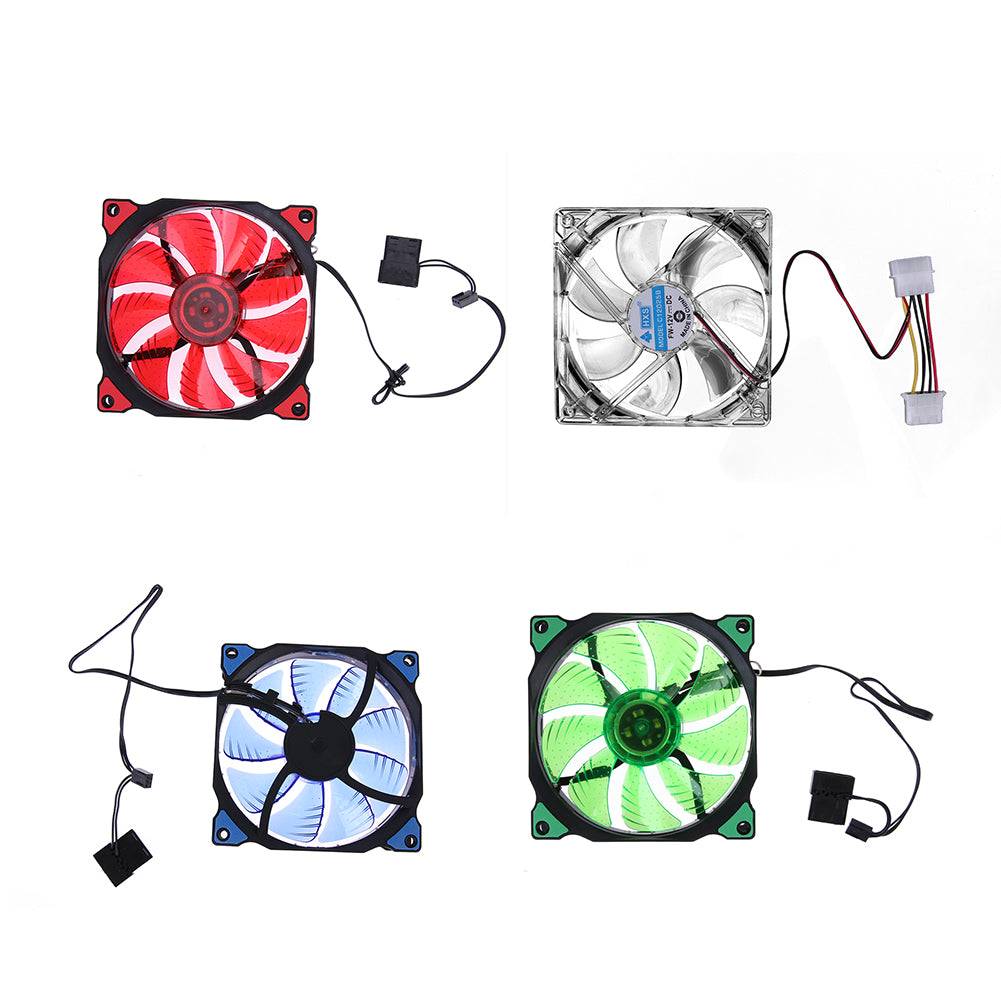 15 LED Lights Clear 120mm Ultra-silence Quiet PC Computer Case 3Pin 4Pin Power Port Cooler Cooling Fan With 4 pcs Screws - ebowsos