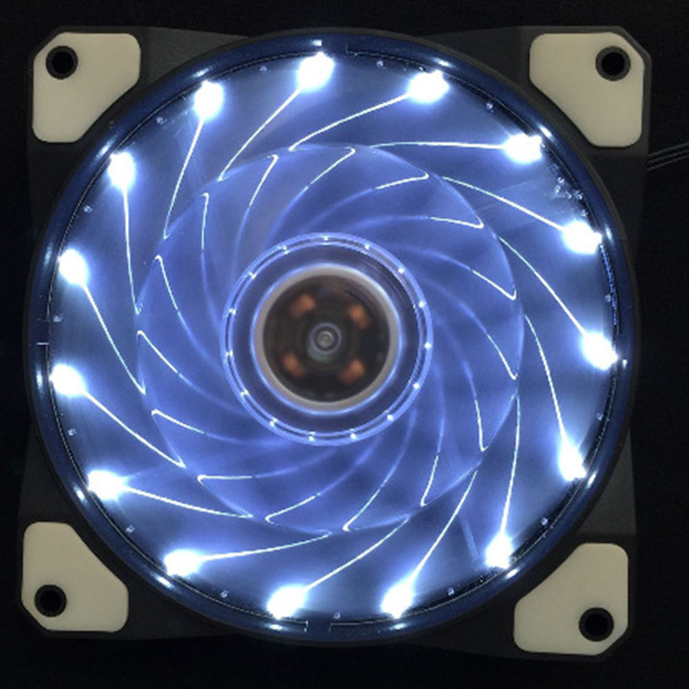 15 LED Lights Clear 120mm Ultra-silence Quiet PC Computer Case 3Pin 4Pin Power Port Cooler Cooling Fan With 4 pcs Screws - ebowsos