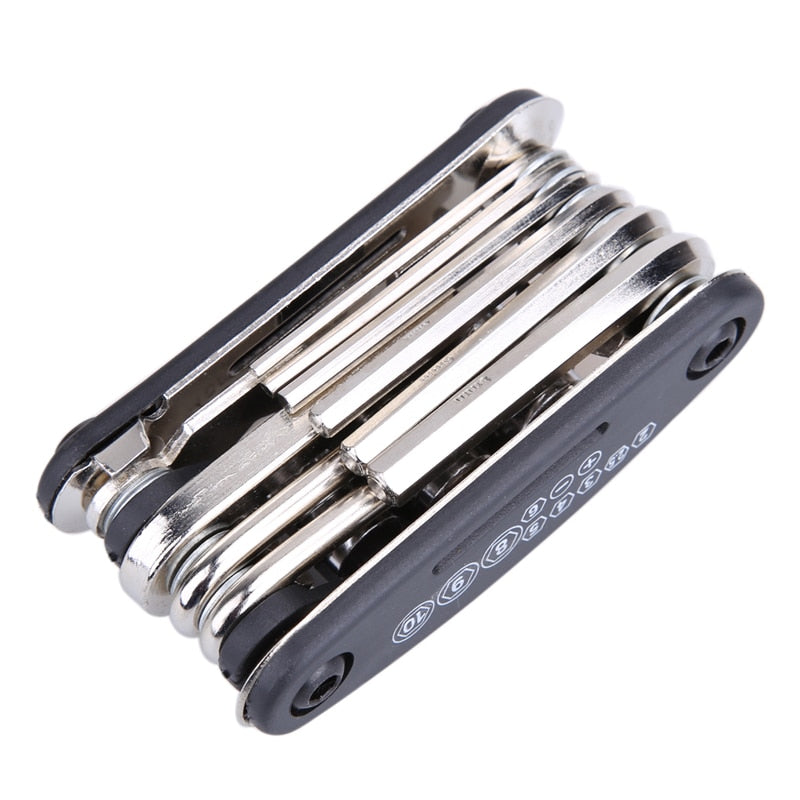 15 in 1 Bicycle Repair Tool Set MTB Bike Hex Spoke Cycling Kit Wrench Screwdriver Chain Carbon steel bicycle Multifunction Tool-ebowsos