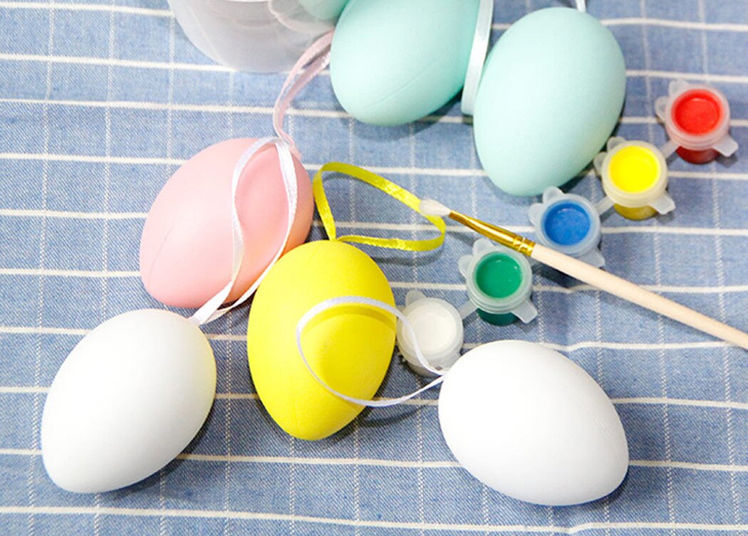 15Pcs DIY Easter Egg Hanging Ornaments Cute Egg Ornaments Easter Hanging Egg With Pen And Paints For Children's Creation-ebowsos