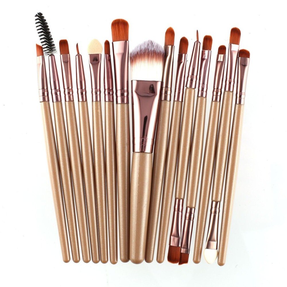 15Pcs/Kit Makeup Brushes Set Eyelash Lip Foundation Powder Eye Shadow Brow Eyeliner Cosmetic Make Up Brush Beauty Tool - ebowsos